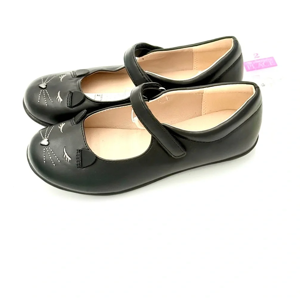 Children's‎ Place Girls Black Cat Mary Jane Shoes NEW Size 2
